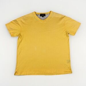 Leonard Paris Homme Shirt Men's Med Yellow Short Sleeve Low V Neck Lightweight